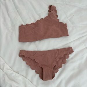 Marysia Swim Scalloped One-Shoulder Bikini Set